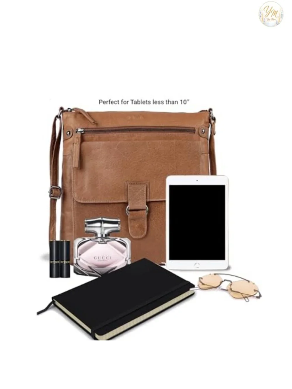 Genuine Leather Large Crossbody Sling Triple Zip Shoulder Purse